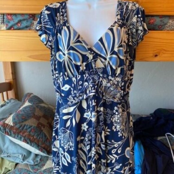 Lot of 3~DRESS BARN Silky s/s TUNIC TOPS~fluttery-BLUES-Retro ORANGE Gray-sz M - Picture 2 of 16